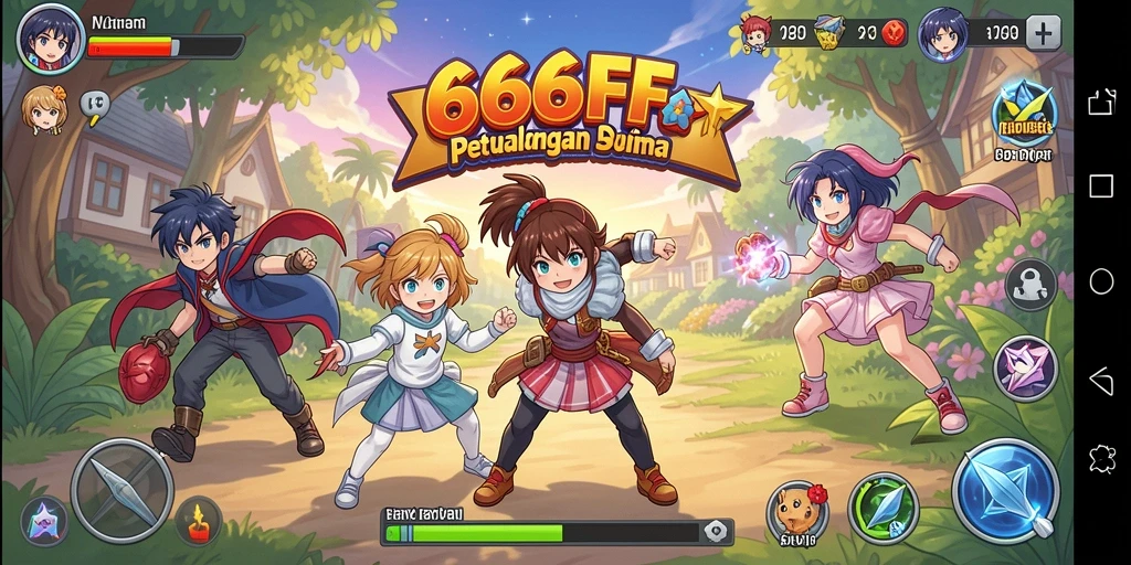Tangkapan layar gameplay 666FF dengan karakter anime yang menarik.
