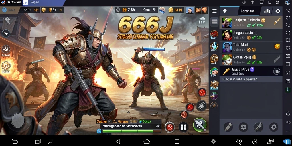 Screenshot gameplay 666J menampilkan aksi pertarungan strategi yang intens.