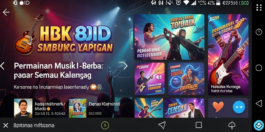Tampilan utama gameplay 8ID dengan berbagai pilihan lagu.