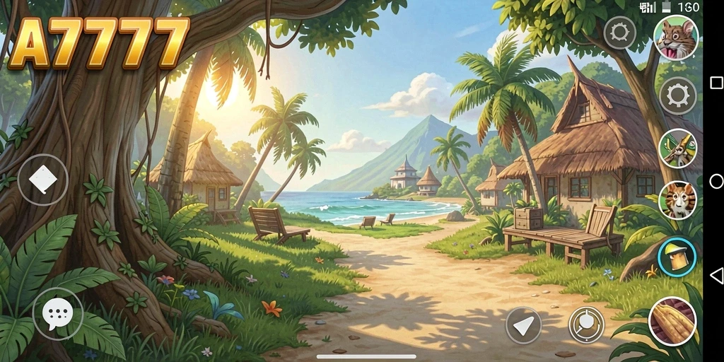 Tampilan gameplay A7777 yang ceria dan menghibur.