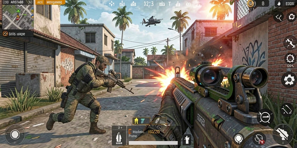 Gameplay ARISTA88 dengan pertempuran FPS yang mendebarkan.