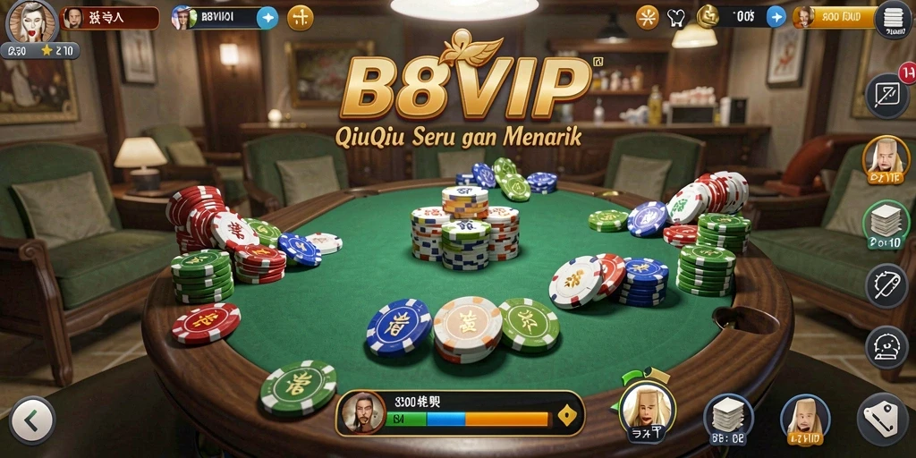 Tampilan gameplay QiuQiu dalam B8VIP yang menarik.