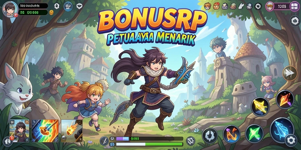 Screenshot menunjukkan aksi seru dari gameplay BONUSRP yang menampilkan karakter anime.