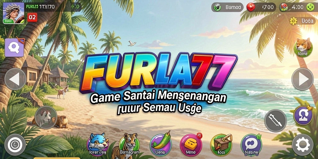 Screenshot gameplay FURLA77 yang cerah dan menarik.