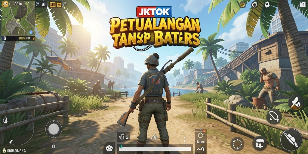 Tampilan gameplay JKTOK yang menakjubkan di dunia terbuka.