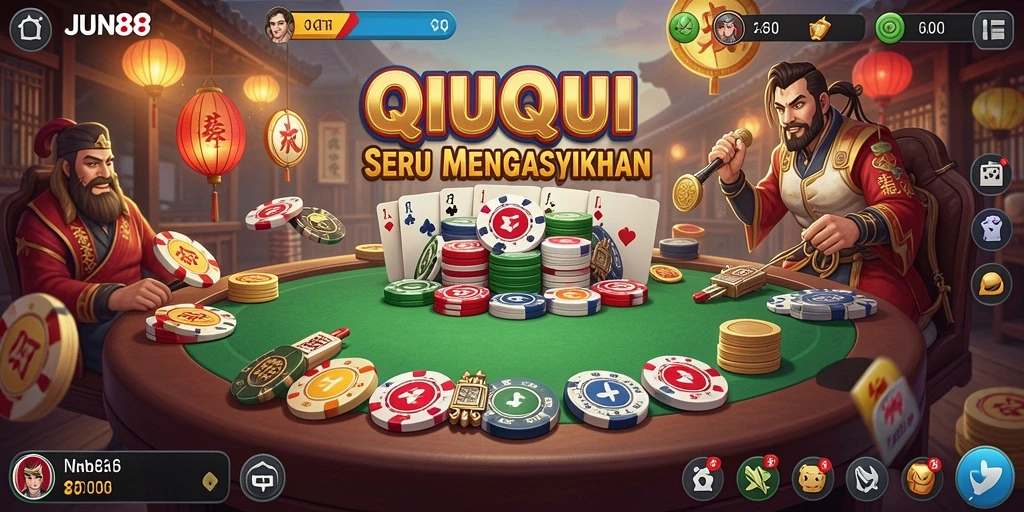 Screenshot dari gameplay QiuQiu yang intens dan seru
