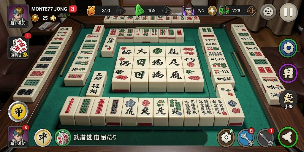 Tampilan gameplay menarik dari MONTE77 saat bermain Mahjong.
