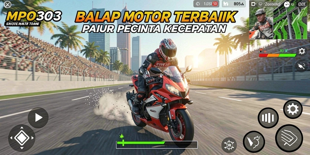 Tampilan gameplay seru dari MPO303 dengan balapan motor yang menegangkan.