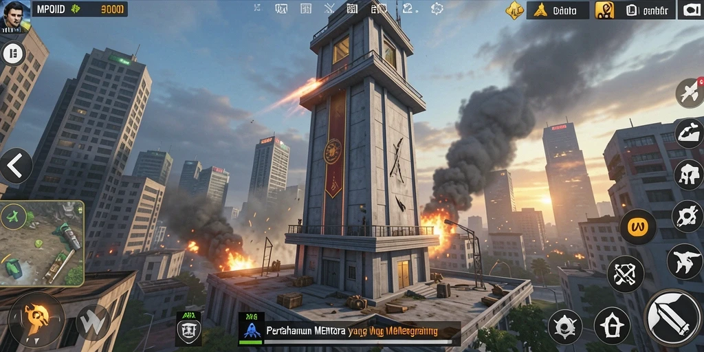 Tangkapan layar MPOID menampilkan aksi seru Tower Defense dengan menara yang berfungsi.
