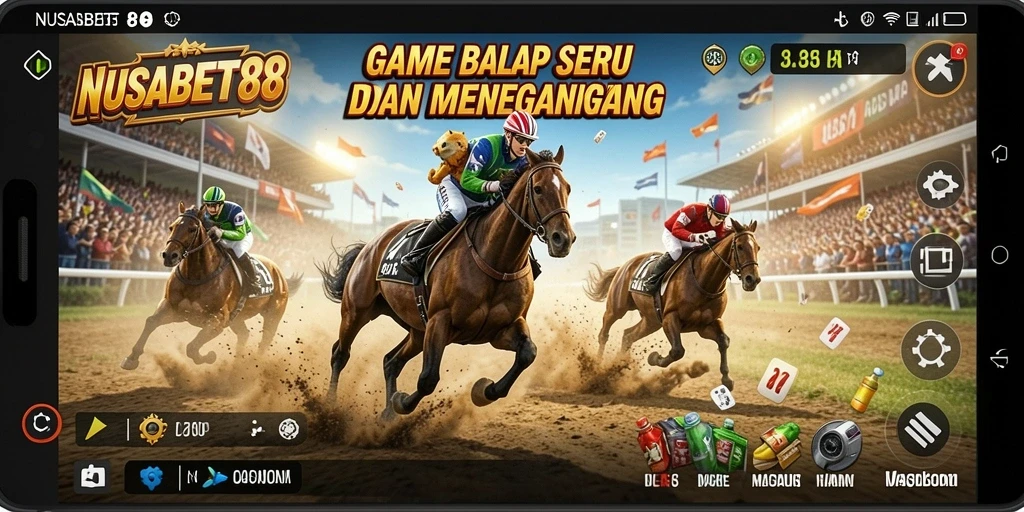 Tangkapan layar NUSABET88 menampilkan aksi balapan yang mendebarkan.