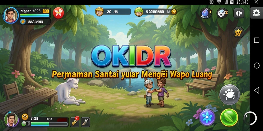 Screenshot utama OKIDR menampilkan gameplay yang ceria dan menghibur.