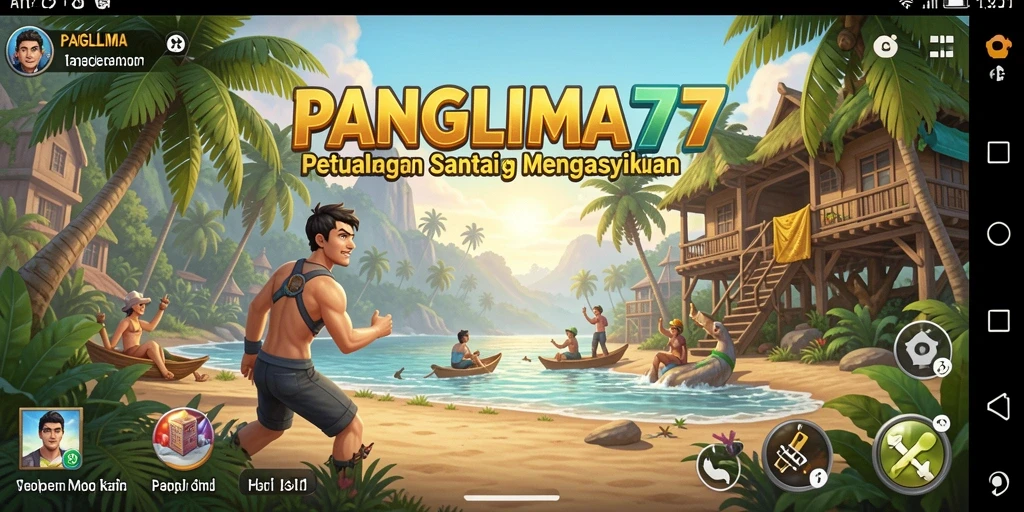 Tampilan utama dari gameplay PANGLIMA77 yang seru dan penuh warna.