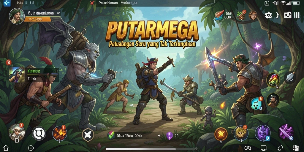 Tampilan gameplay menarik dari PUTARMEGA dengan dunia petualangan.
