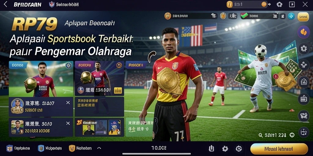 Screenshot utama dari gameplay RP79 yang menampilkan berbagai pilihan taruhan olahraga.