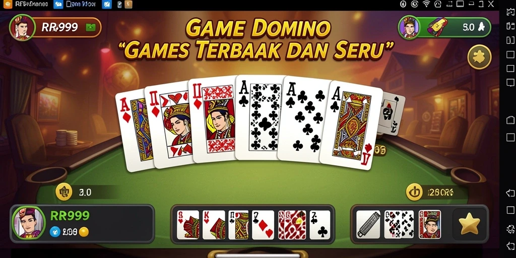 Tampilan gameplay seru di RR999 dengan kartu Domino.