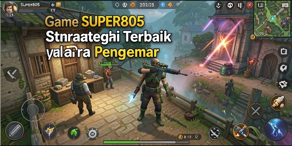 Screenshot gameplay SUPER805 menunjukkan berbagai taktik strategis.