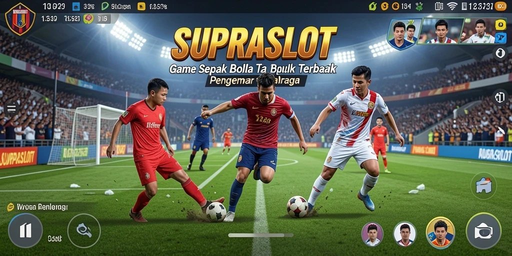 Screenshot gameplay menarik dari SUPRASLOT dengan aksi sepak bola seru.