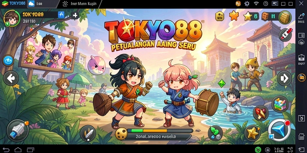 Screenshot gameplay TOKYO88 menunjukkan aksi karakter anime yang dinamis.